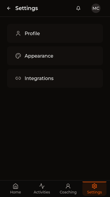 New Settings Interface